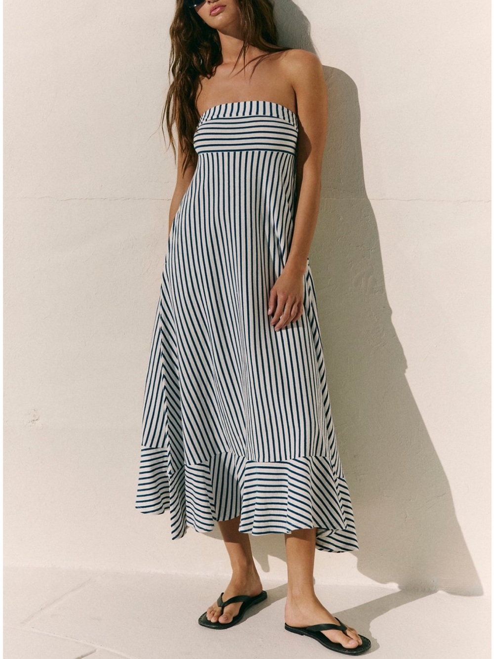 FREE PEOPLE Sadie Striped Stripe Midi Dress Sky Dive Combo NWOT Size M - Picture 2 of 10